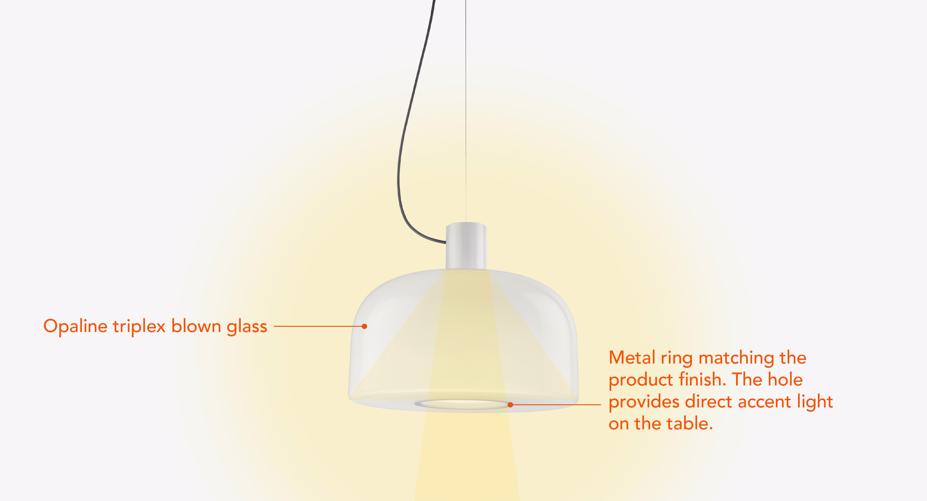 Close-up of the triplex opaline glass diffuser