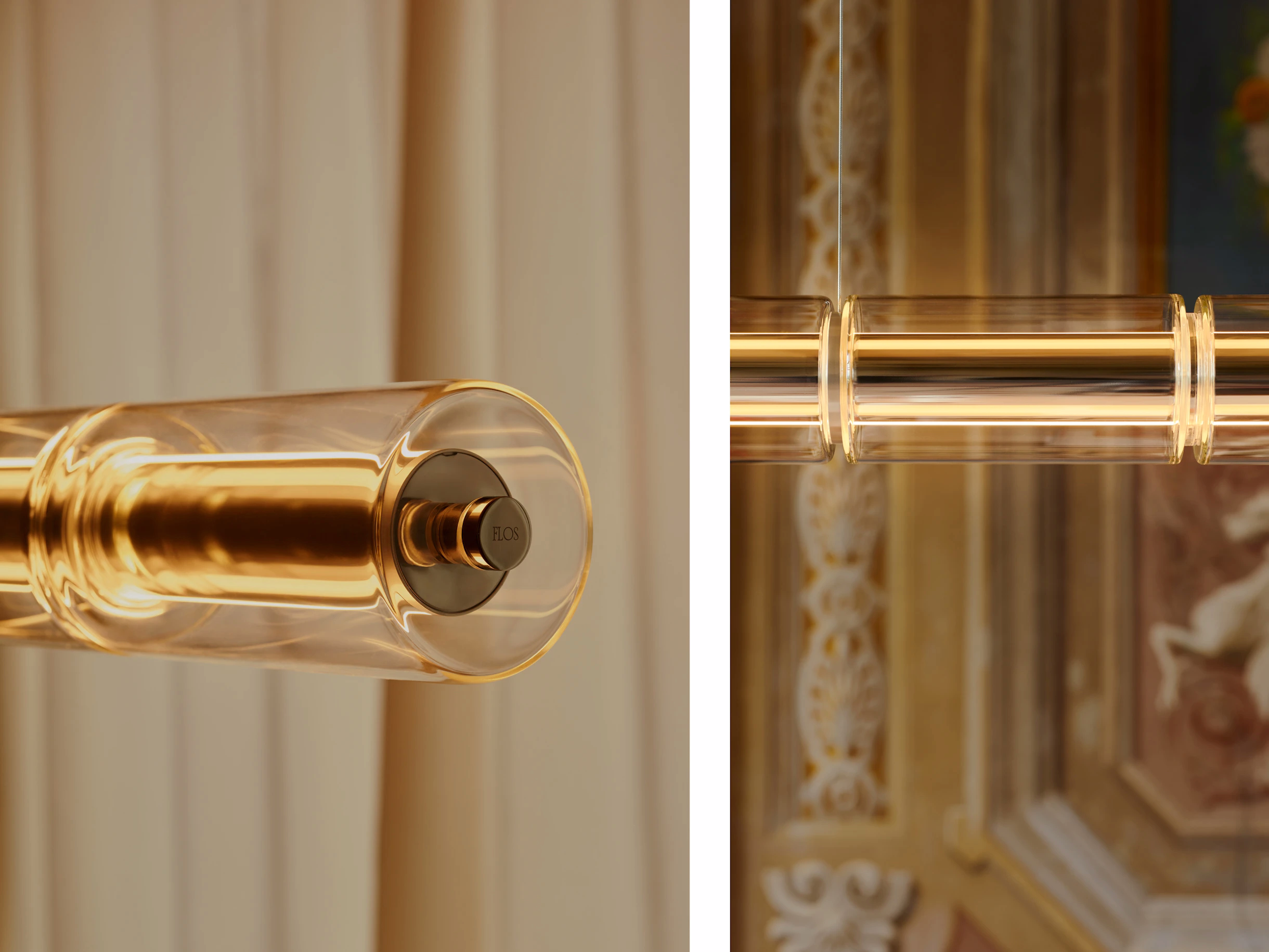 Close-up of the Luce Cilindrica glass and dual-emission aluminum profile